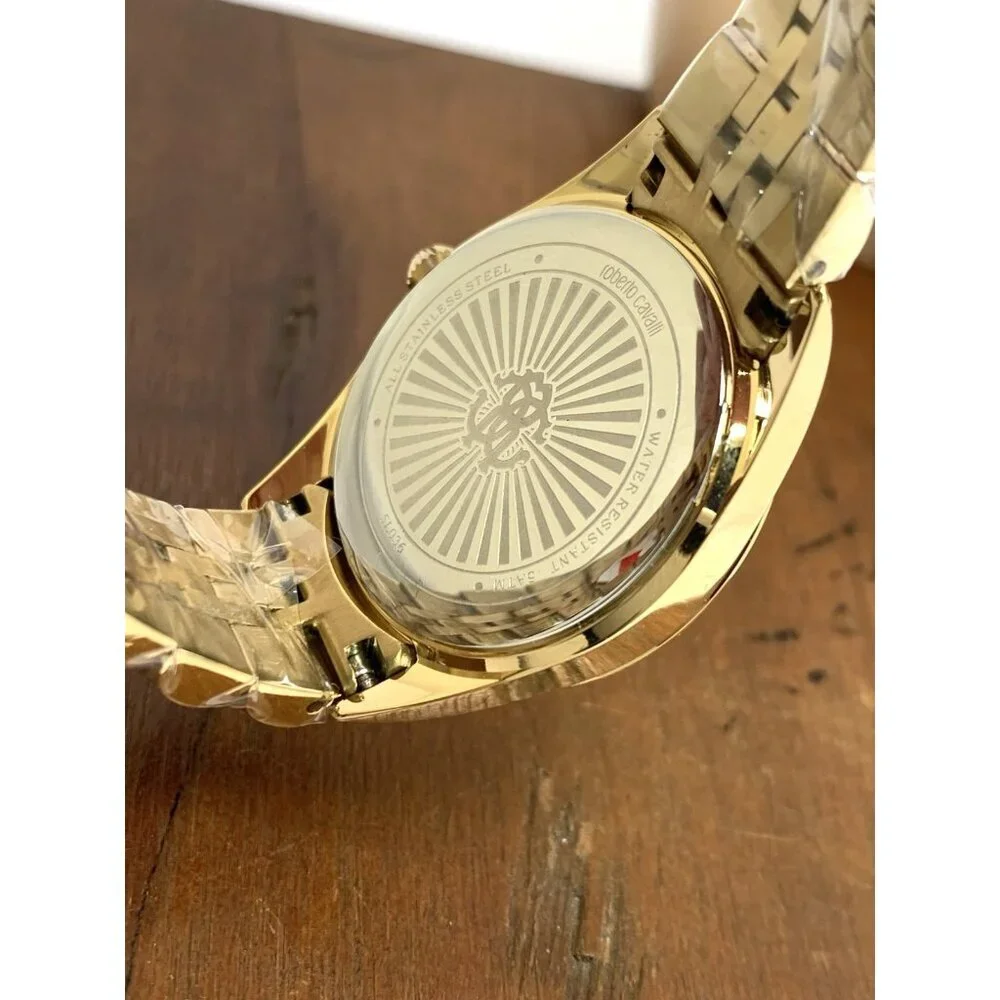 Roberto Cavalli Women's Watch 5L036 Green Dial Quartz Gold Stainless Steel 31mm